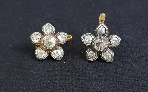 Brincos ouro e prata diamante