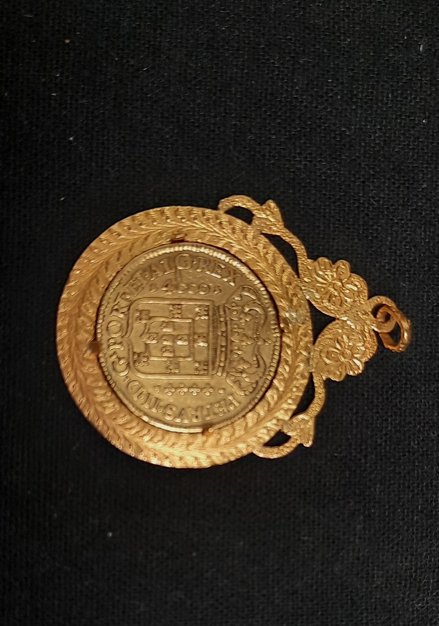 Medalha ouro moeda 4000 Reis