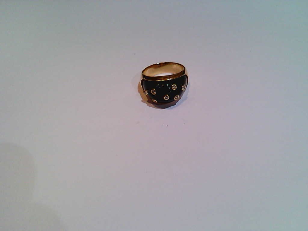 Anel Ouro Amarelo Ónix Diamante