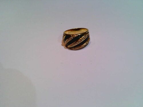 Anel Ouro Amarelo Esmalte Preto Diamante