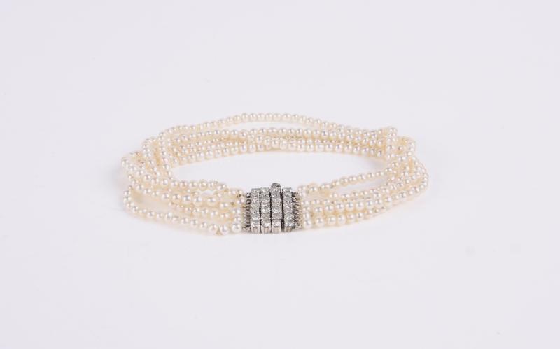 Pulseira Ouro Branco Perola Diamante