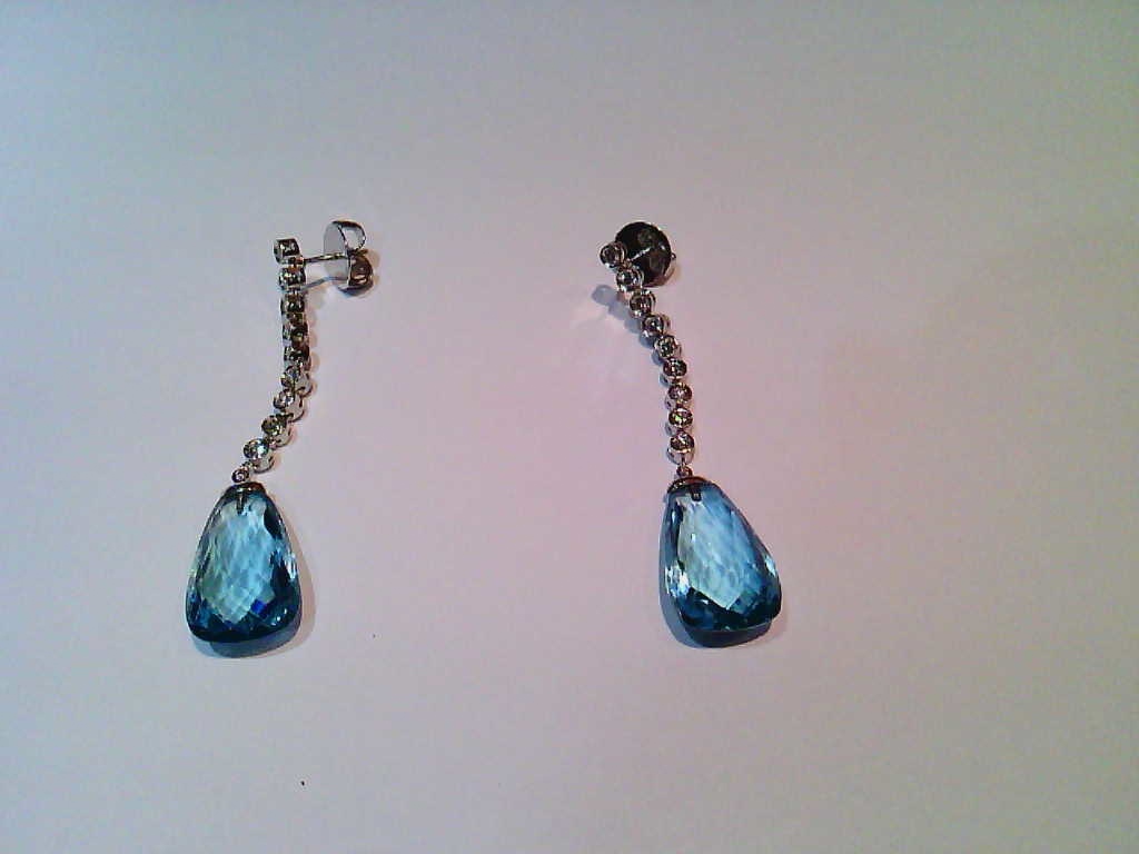 Brincos Ouro Branco Topázio Diamante