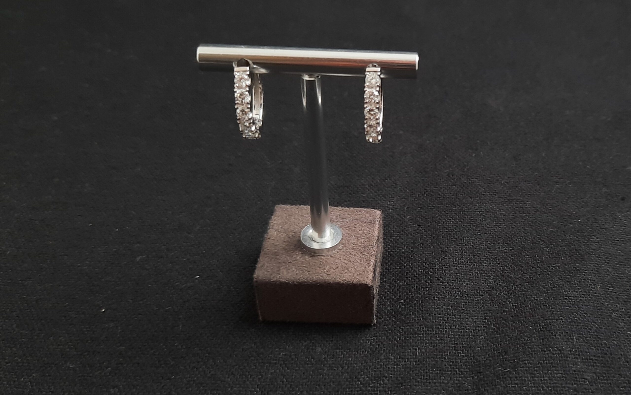 Brincos Ouro Branco Diamante