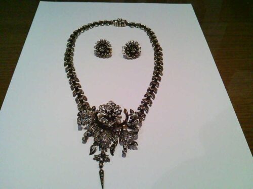 Colar Brincos Prata Ouro Diamante