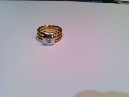 Anel Ouro Amarelo Branco Diamante