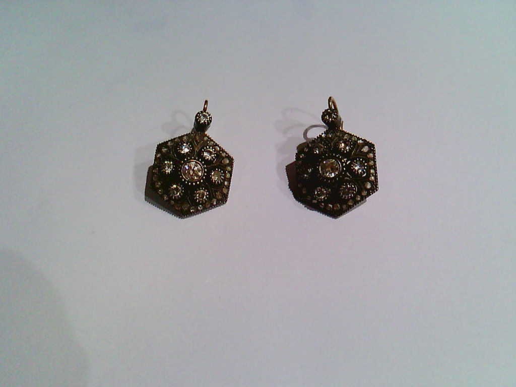 Brincos Prata Ouro Diamante Séc.XIXXX