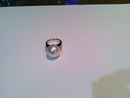 Anel Ouro Branco Pérola Diamante